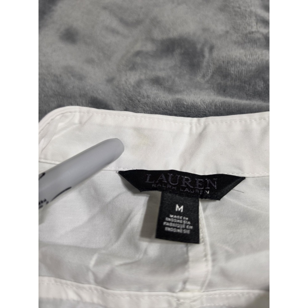 Ralph Lauren Black Label Business Tie Front White Cotton Button Up Shirt Women M - Picture 3 of 12